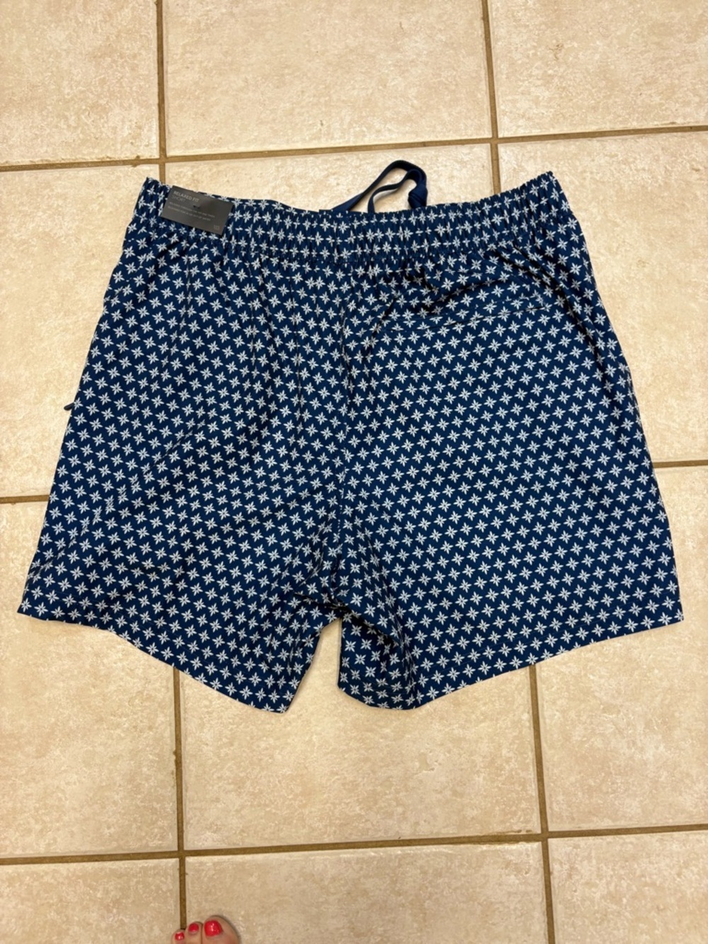 Men's VRST Navy Patterned Swim Shorts - Picture 3 of 6